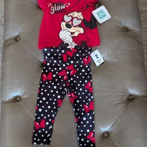 Disney Minnie Mouse Baby Girl 2 Piece Set Size 18 Mos!
